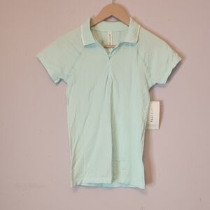ATHLETA Women’s Momentum Polo Tee, Mint Green, size SP
